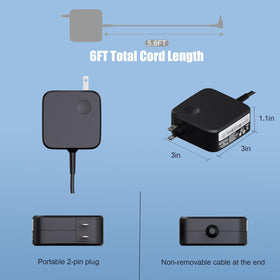 aarleduu 65W charger close-up showing 4.0x1.7mm connector for reliable plug