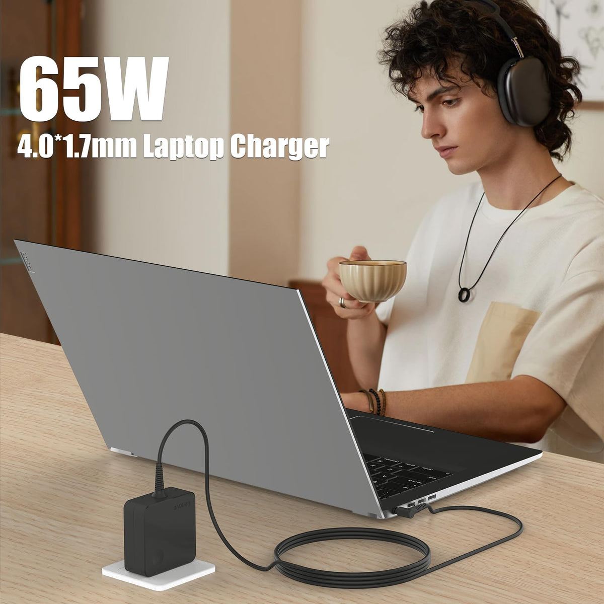 aarleduu 65W charger with included cable for ready-to-use setup