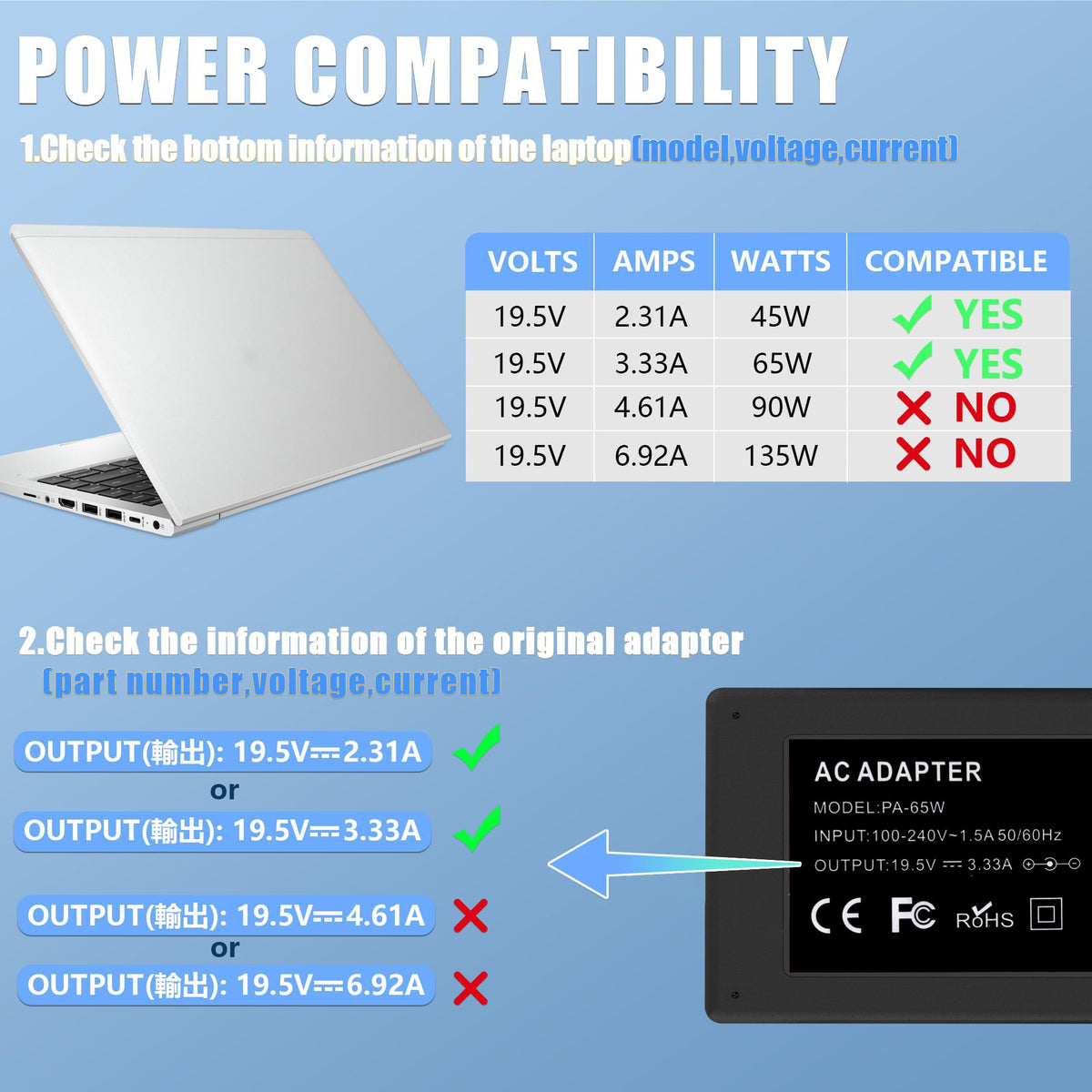 aarleduu EliteBook blue-tip charger ensures safe, efficient HP workstation power