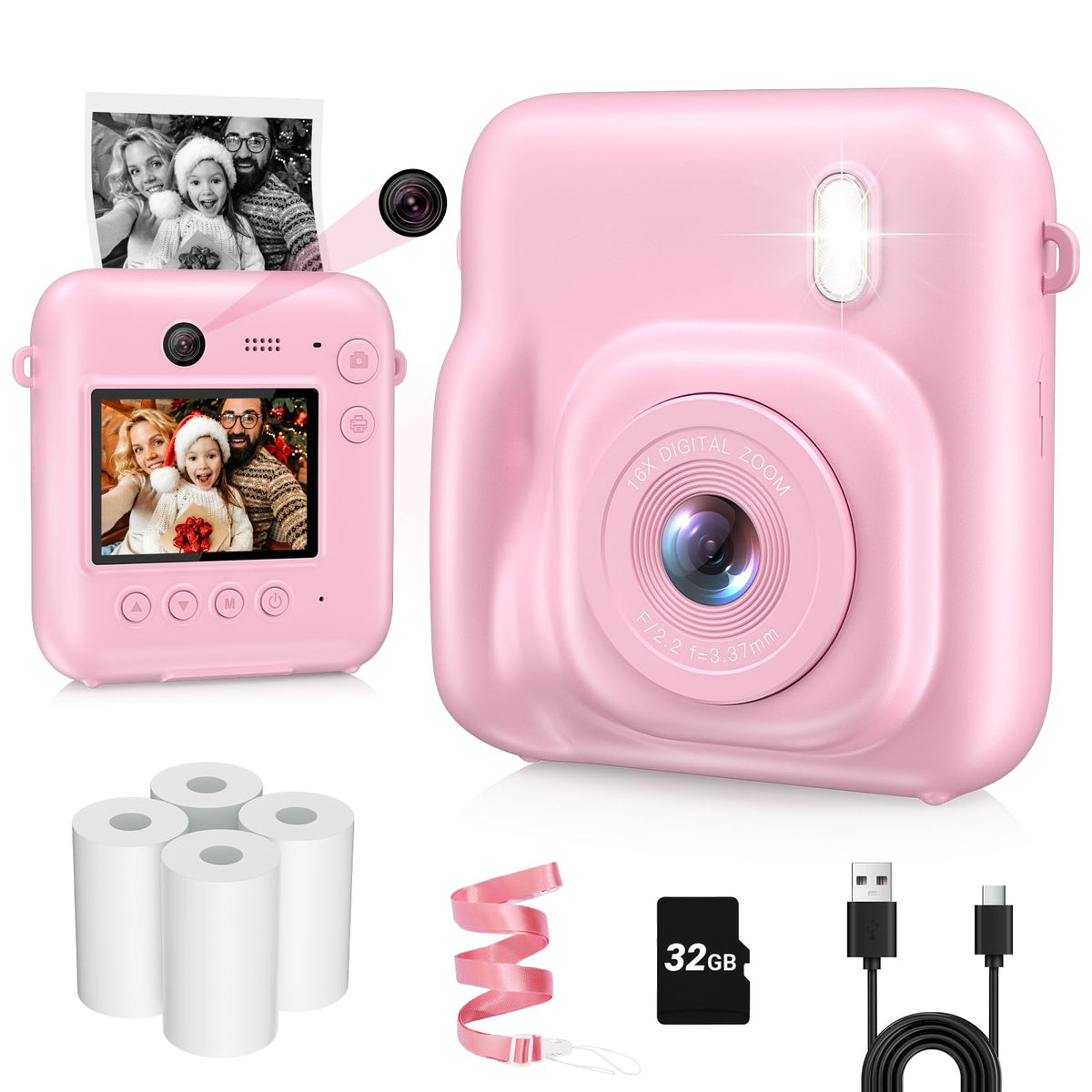 Aasonida front view showing camera body and pink finish, great for kid-friendly use