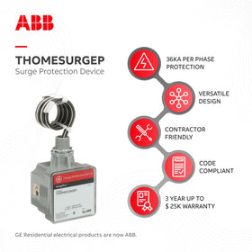 ABB THOMESURGEP wiring connection detail displaying clear terminals and safe installation benefits