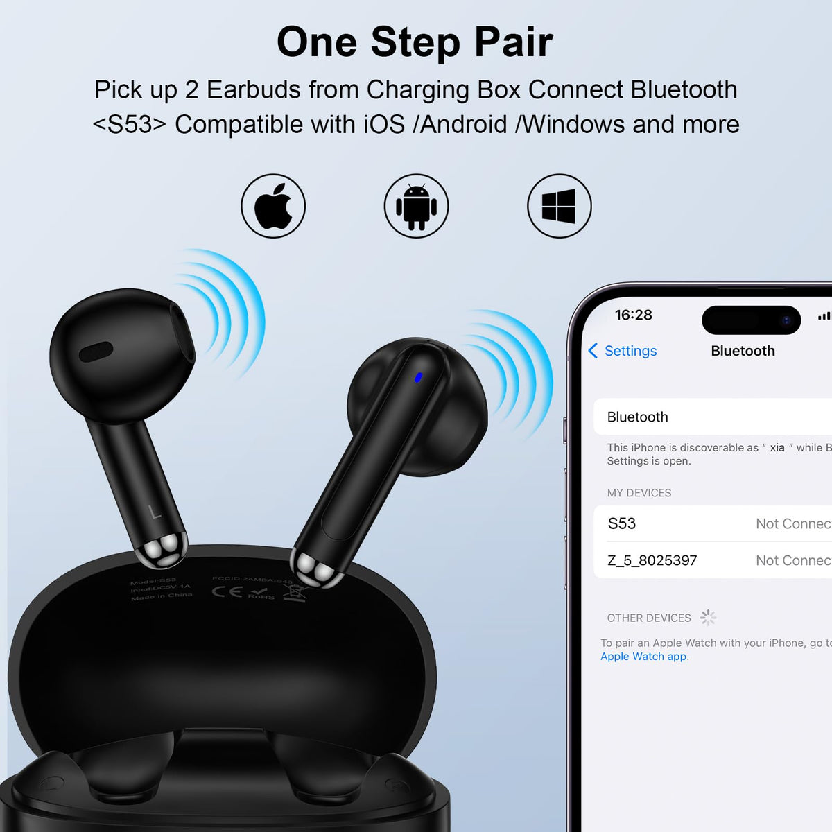 ABCPOW charging case with dual LED display shows battery levels