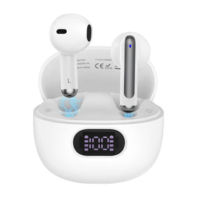 ABCPOW earbuds with LED display show battery status for easy power checks