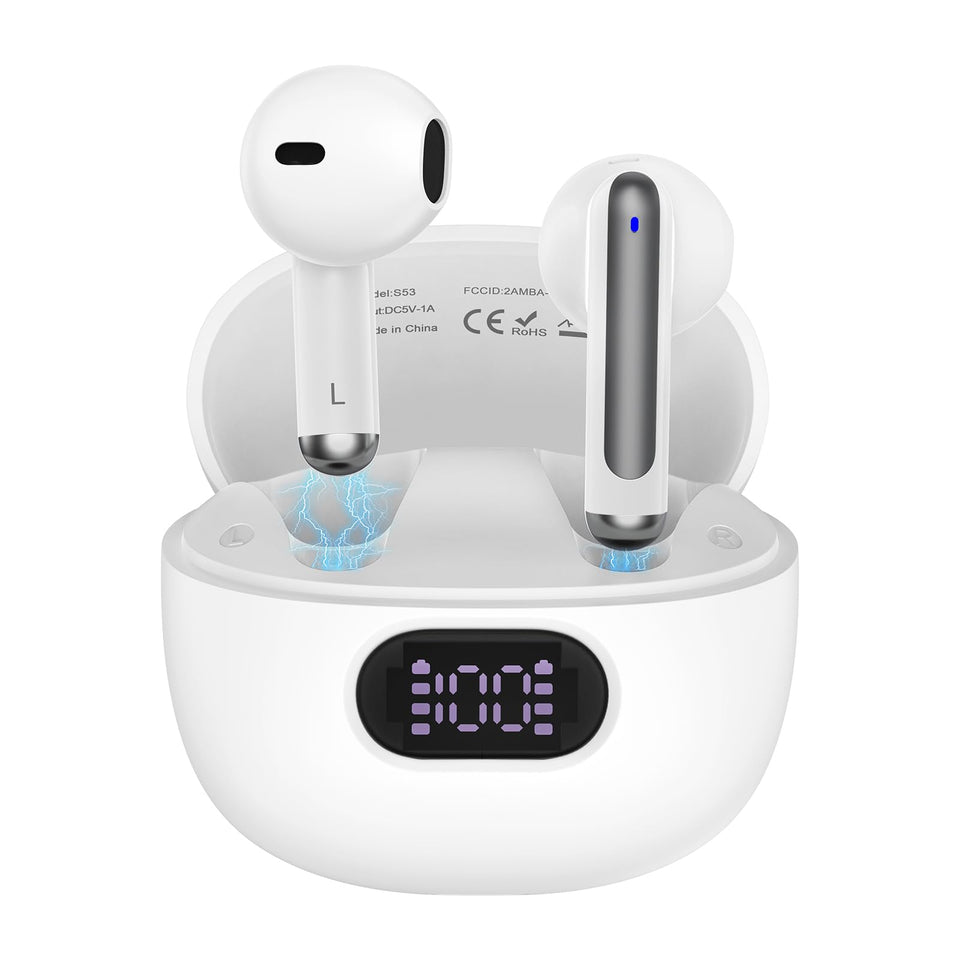 ABCPOW earbuds with LED display show battery status for easy power checks