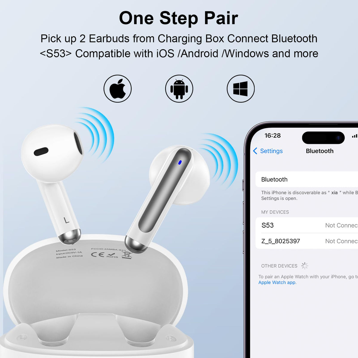 ABCPOW earbuds touch controls for hands-free music and calls