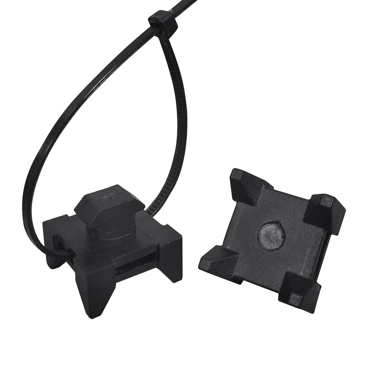 Abeicy front view of packaging showing 25 mounts and 50 zip ties, ready-to-install benefit