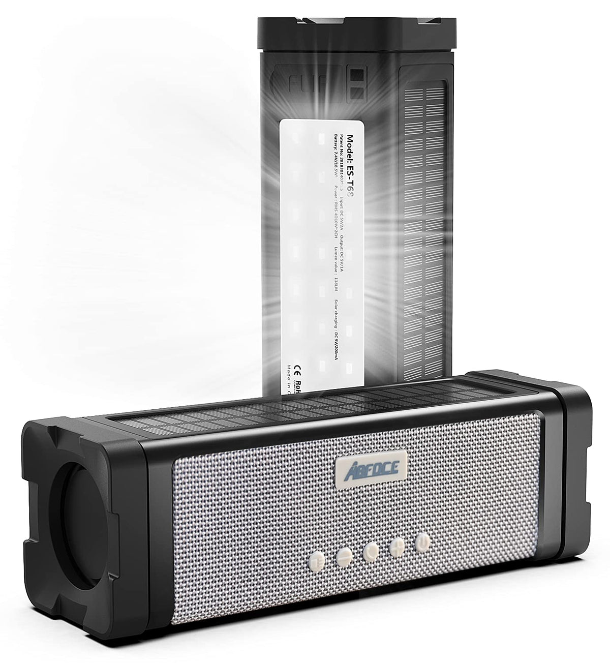 ABFOCE solar speaker with efficient solar panel for on-the-go charging