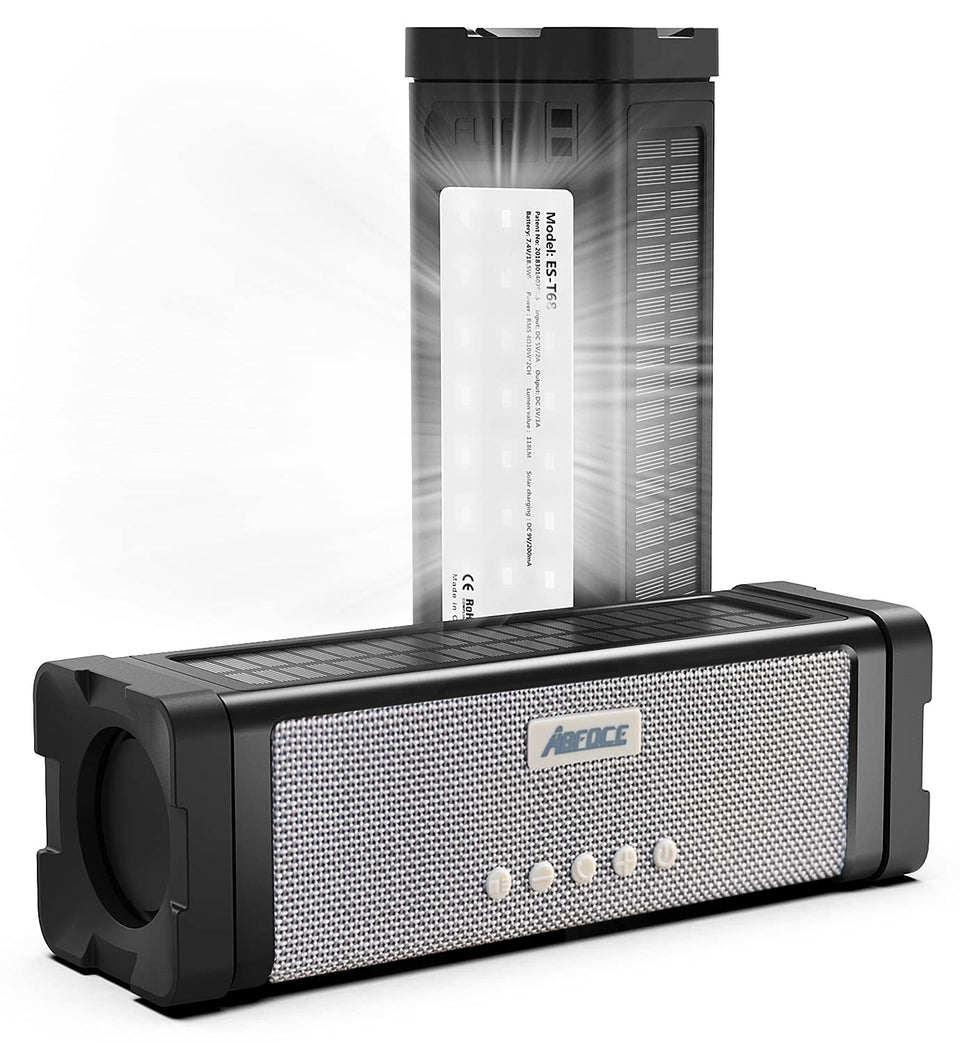 ABFOCE solar speaker with efficient solar panel for on-the-go charging