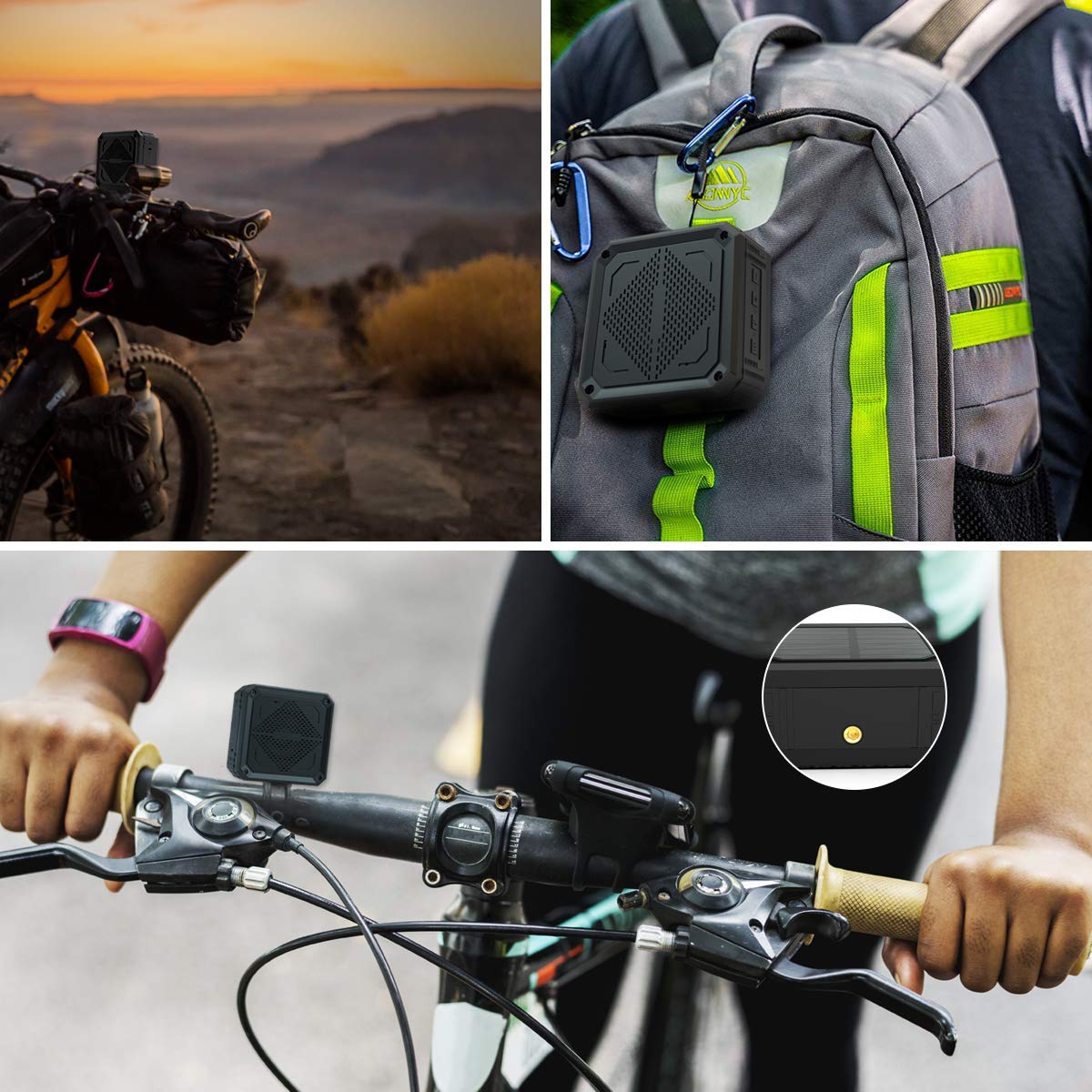ABFOCE speaker mounted on backpack for outdoor-ready convenience benefit