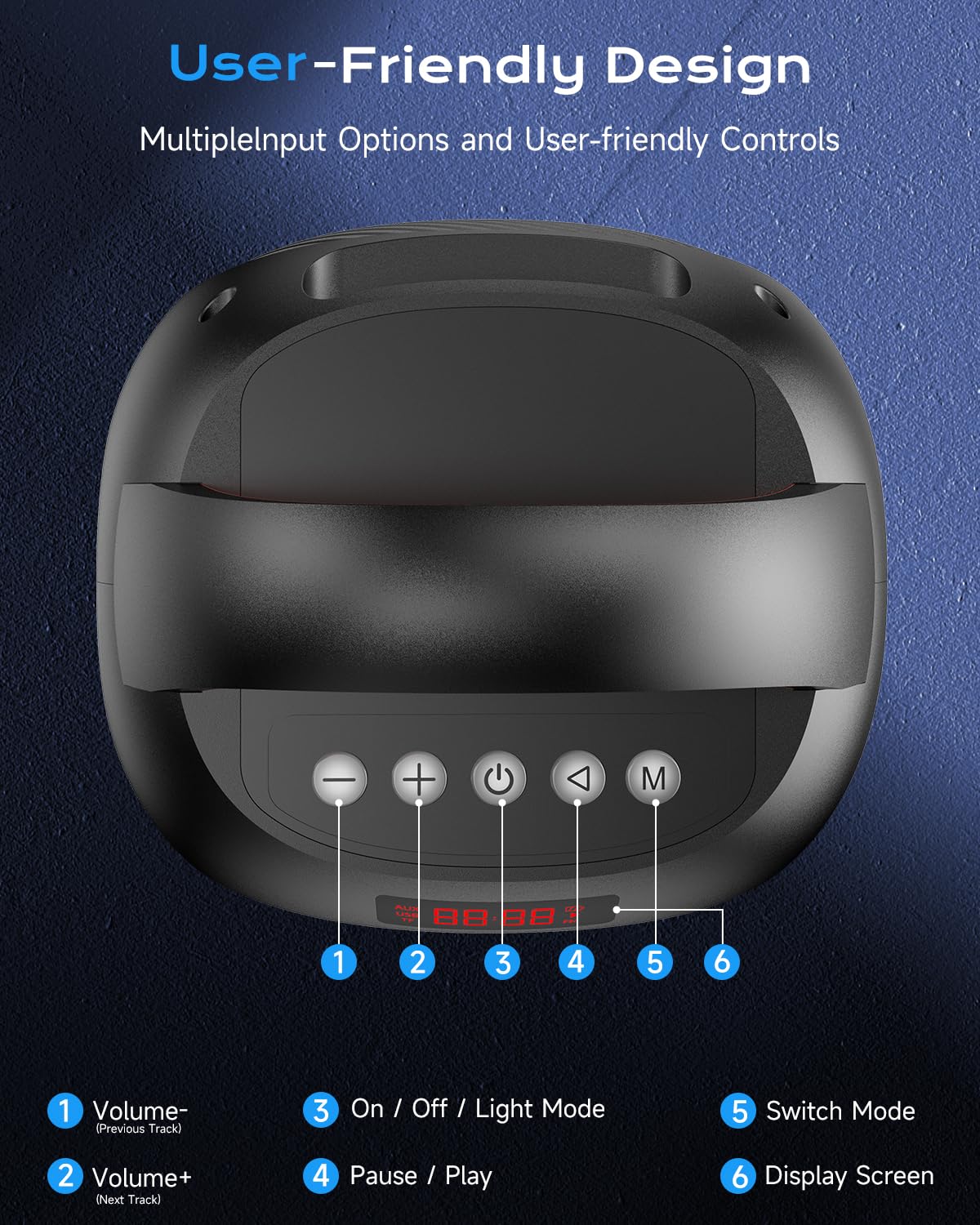 ABigDay DF-720 battery indicator lit, long 12-hour playtime visibility