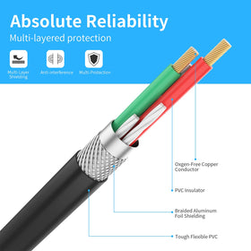 Abireiv 25ft cable in home setup delivering clear speaker connection.