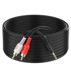 Abireiv 3.5mm to 2RCA braided cable 25ft with high-fidelity signal.