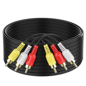 Abireiv 50ft RCA AV cable video end for reliable long-distance video signal.