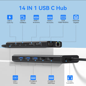 ABIWAZY close-up of HDMI and VGA ports for multi-display flexibility and clarity