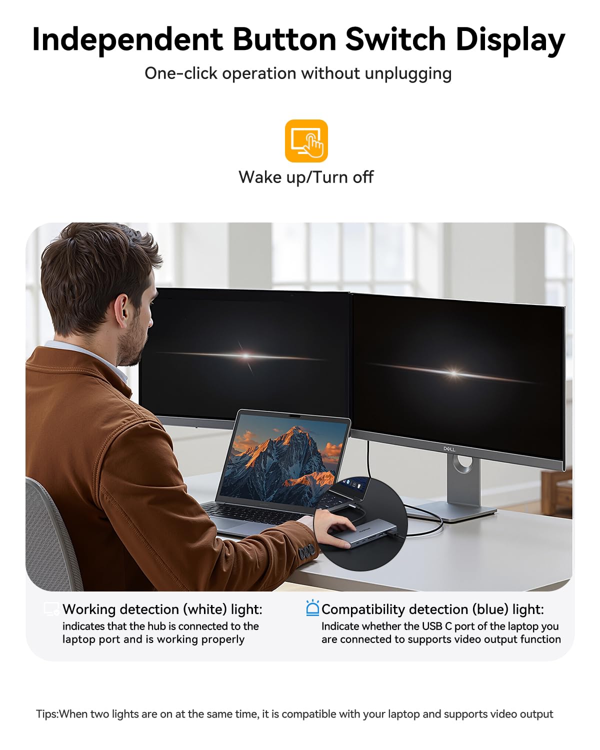 ABIWAZY Gigabit Ethernet and 3.5mm jack close-up enabling stable wired internet and audio