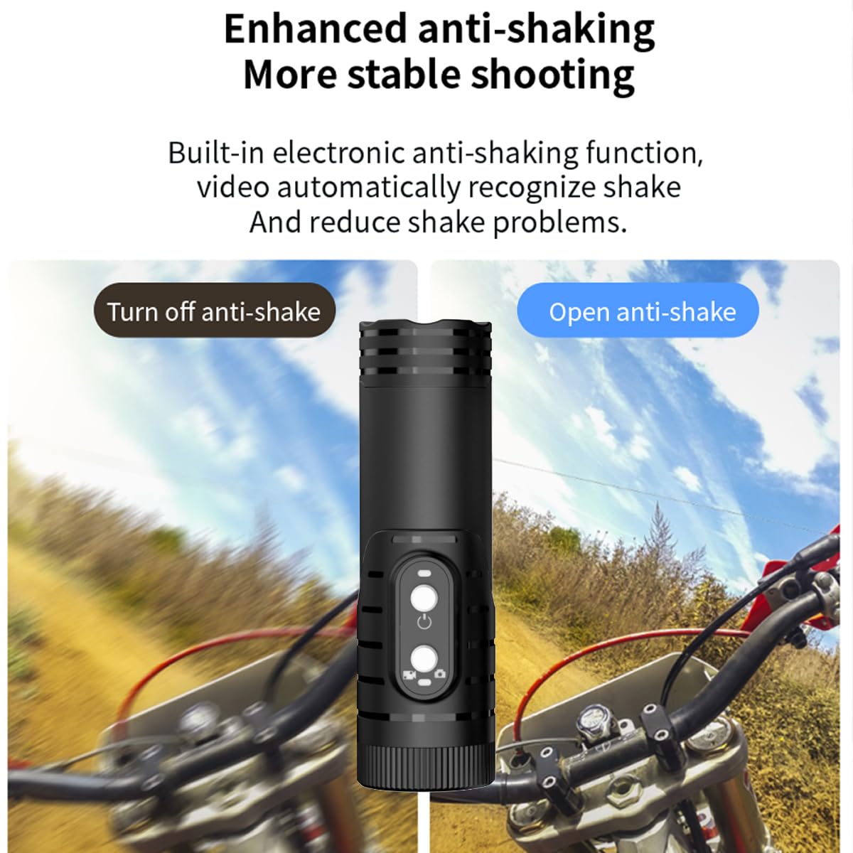 ABLEBRO X68 SOLO on bike handlebar highlighting secure mount for cycling footage