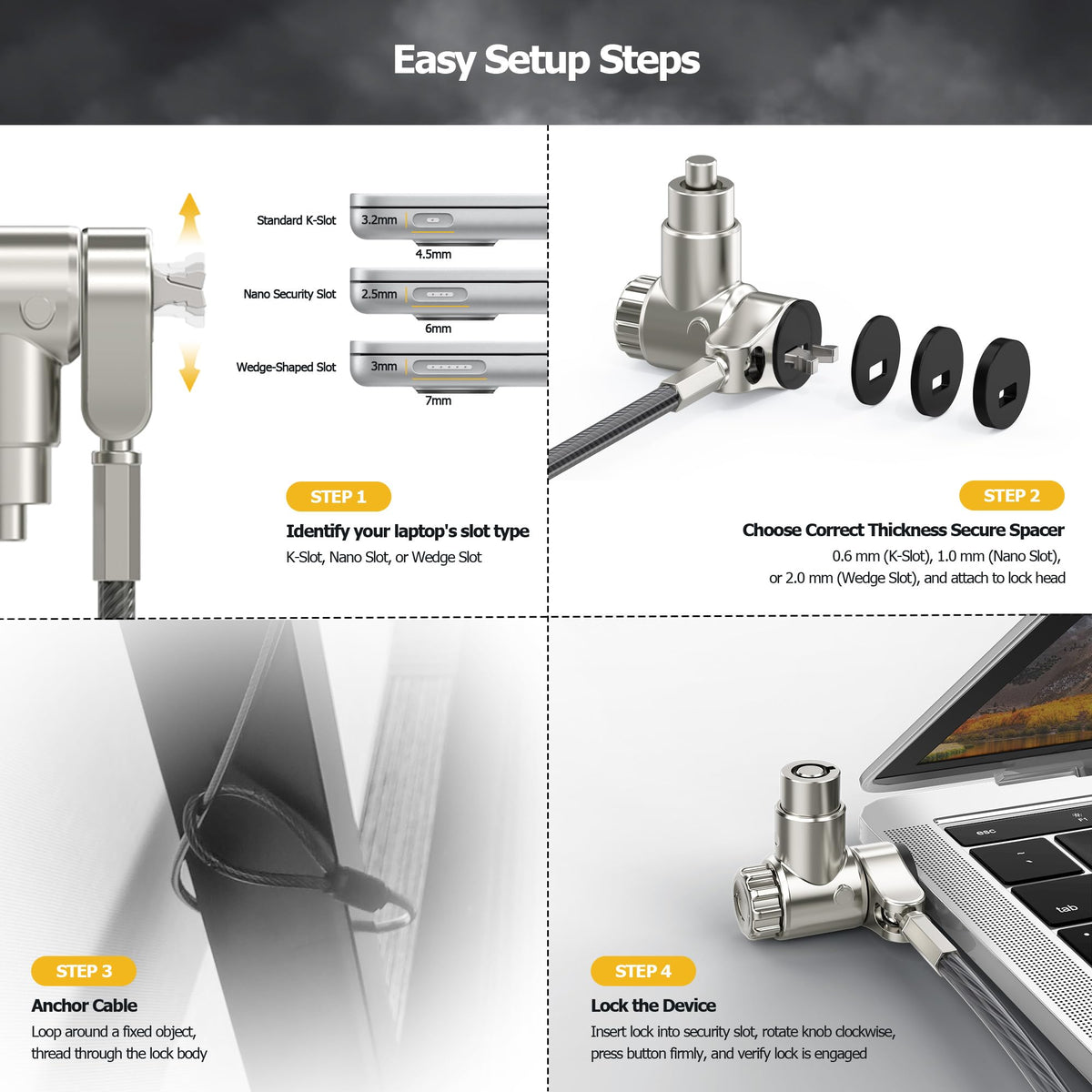 AboveTEK knob-turn mechanism enables easy, secure device protection.
