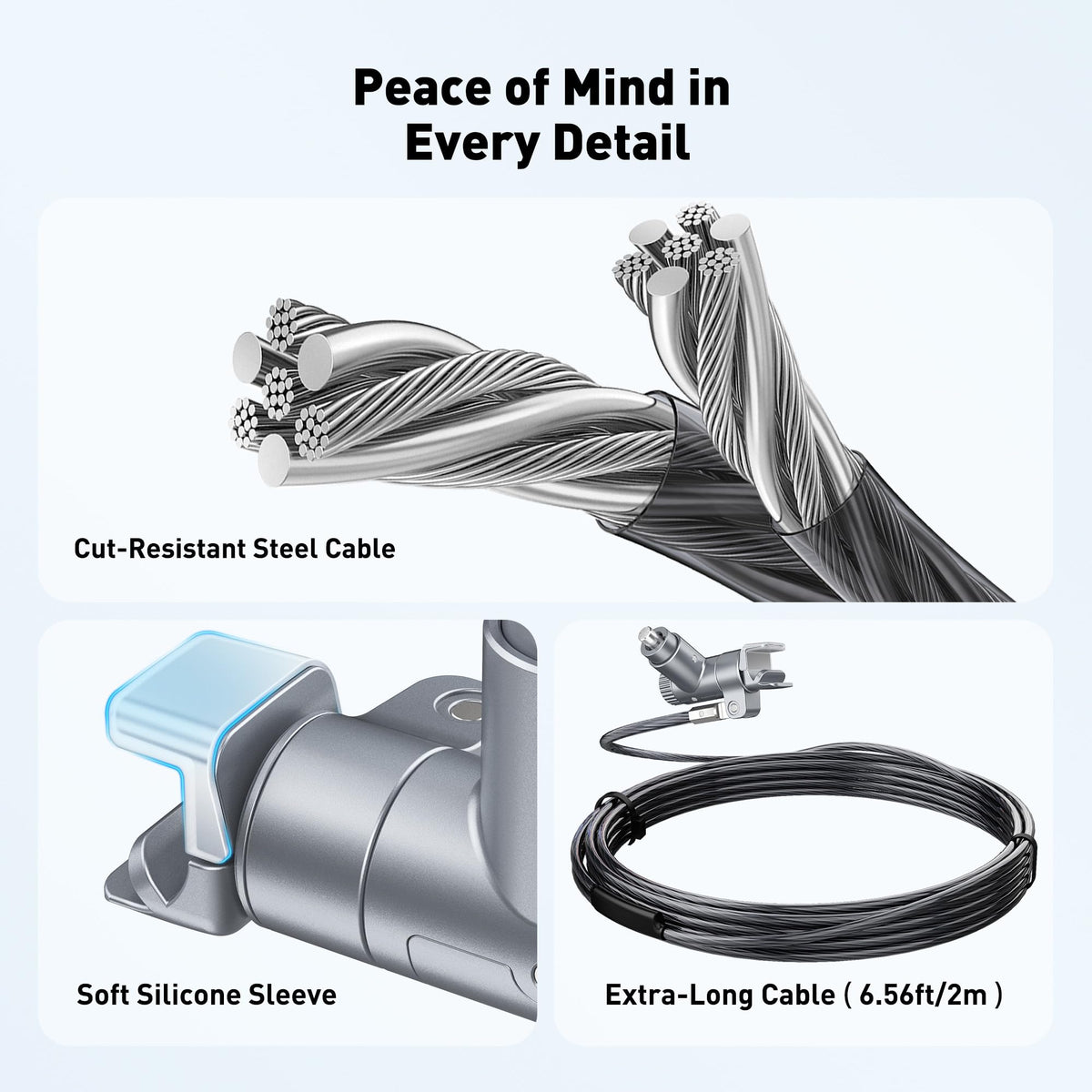 AboveTEK cut-resistant steel cable resists cutting for daily peace of mind.