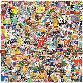 Abstor 300pcs waterproof vinyl stickers on water bottle for personalization and protection.
