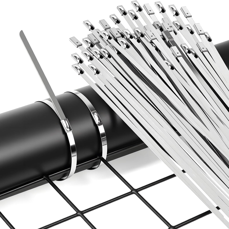 ABSupus 60-inch full-length metal zip ties for heavy-duty outdoor bundling.