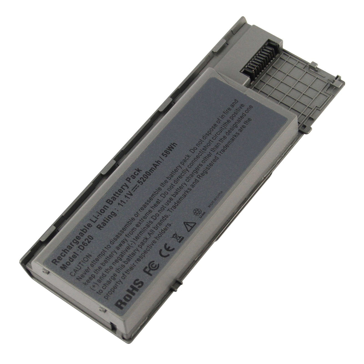 AC Doctor laptop battery for Dell Latitude D620 front view showing compact replacement power