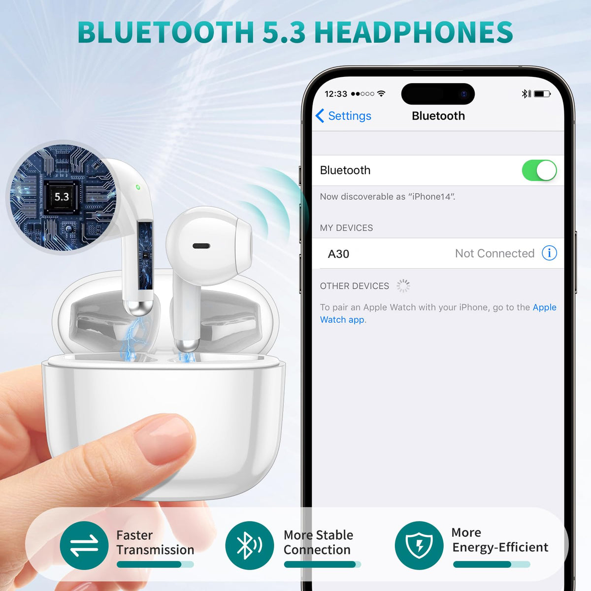 ACAGET earbuds semi-in-ear design close-up for secure, comfortable all-day wear