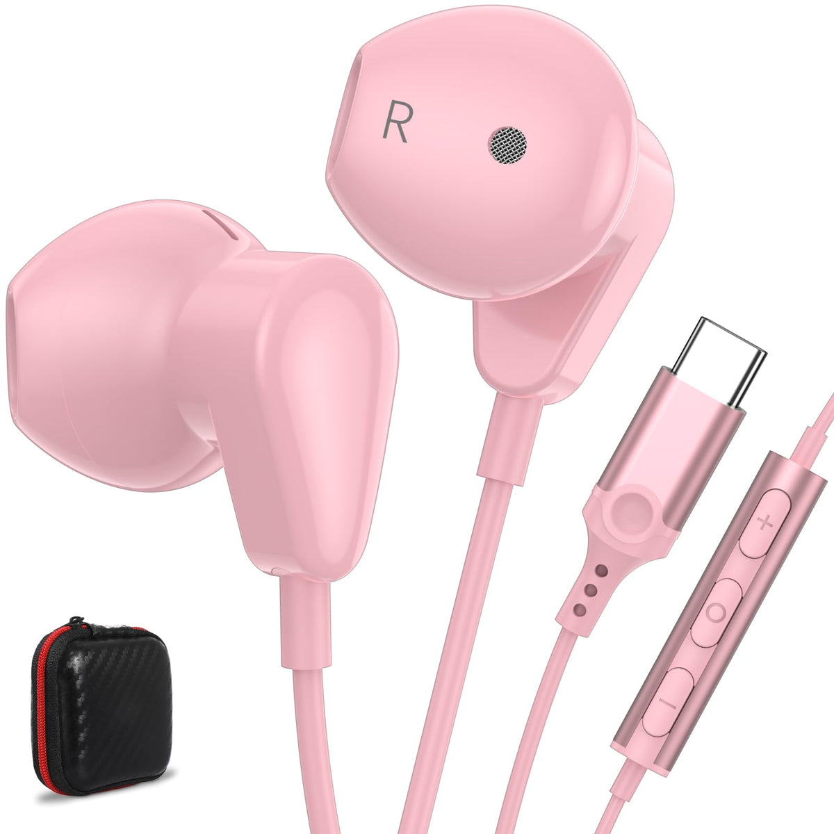 ACANDYA front view pink packaging showing earbuds and benefits