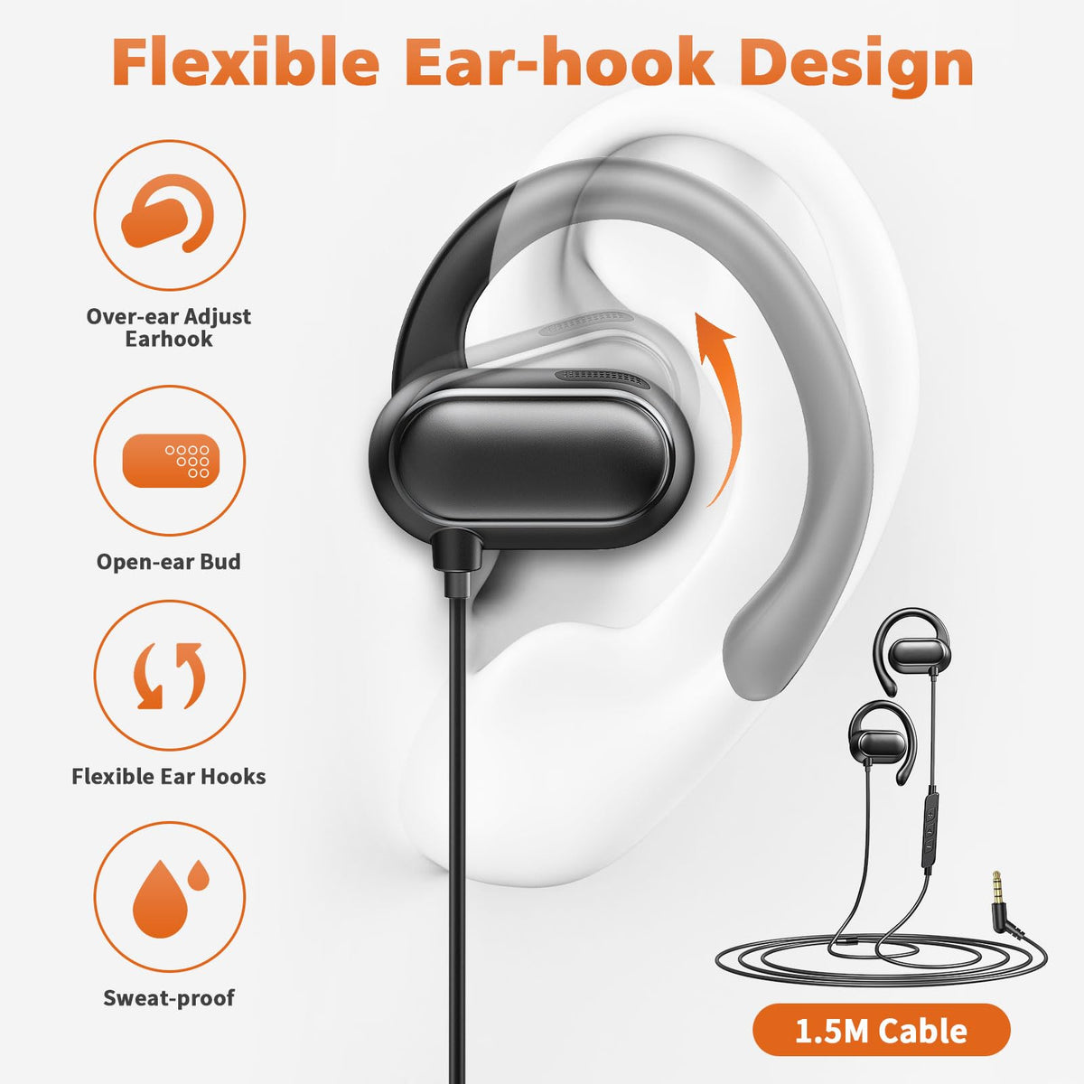 ACANDYA lightweight wired earbuds ready for long wear