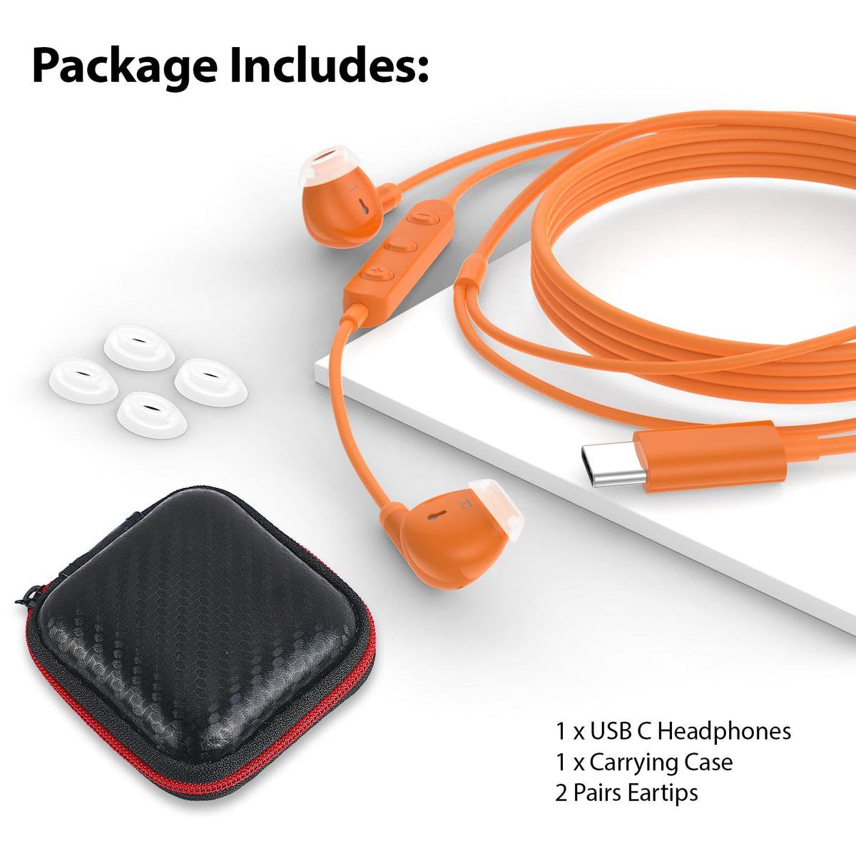 ACANDYA USB-C Earbuds 1.2m cable for flexible use.