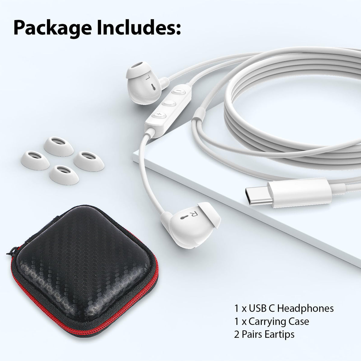 ACANDYA USB-C Earbuds feature a 1.2m cable for everyday convenience.