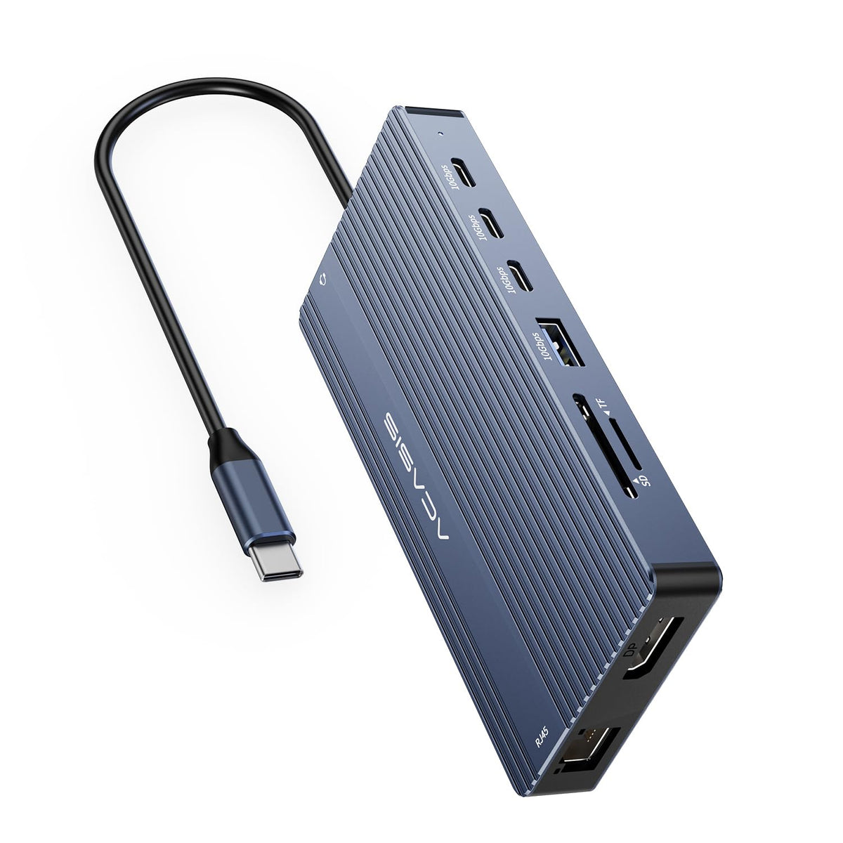 ACASIS boxed packaging with cables and manual illustrating ready-to-use accessories