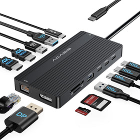 ACASIS front view showing full port array and streamlined workspace benefit