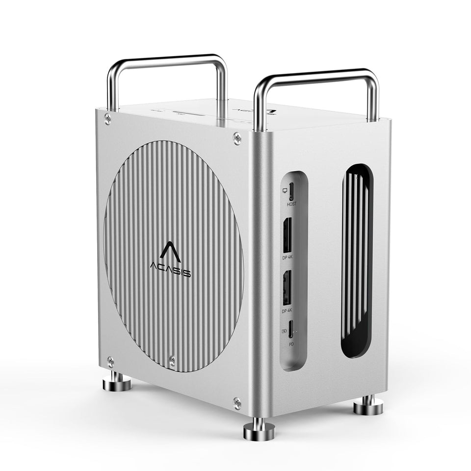 ACASIS Mac mini M4 dock with dual DisplayPort for 4K multitasking.