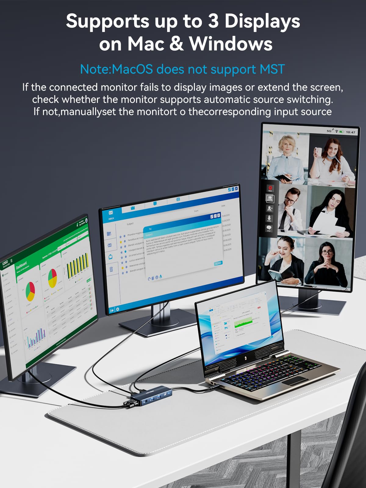 ACASIS 5Gbps USB-A ports support fast peripheral data transfers.