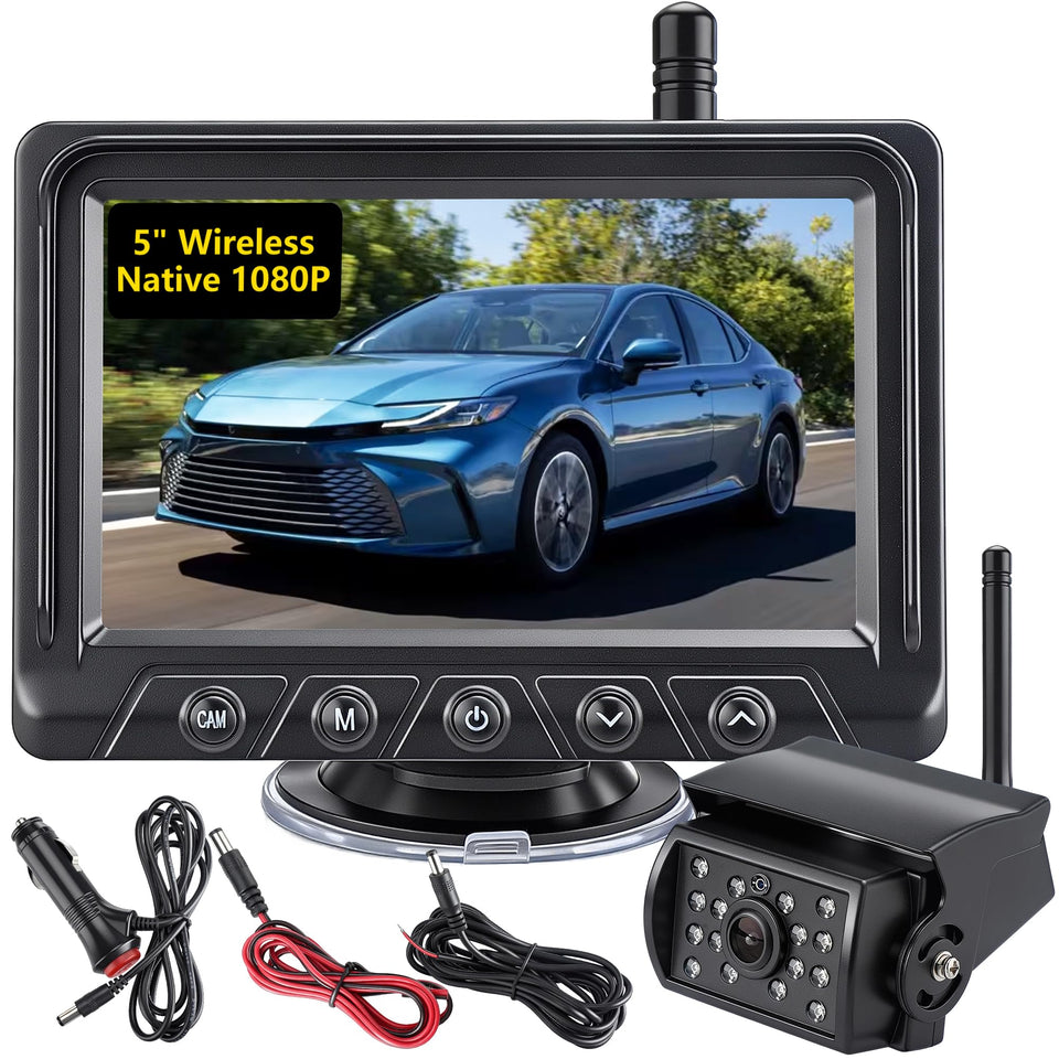 ACAUTO 5-inch monitor front view showing clear HD image for easier parking