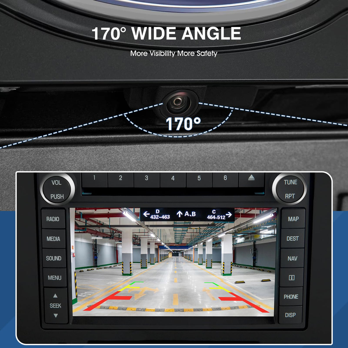 ACAUTO wide-angle view illustrating 170-degree coverage to improve rear awareness