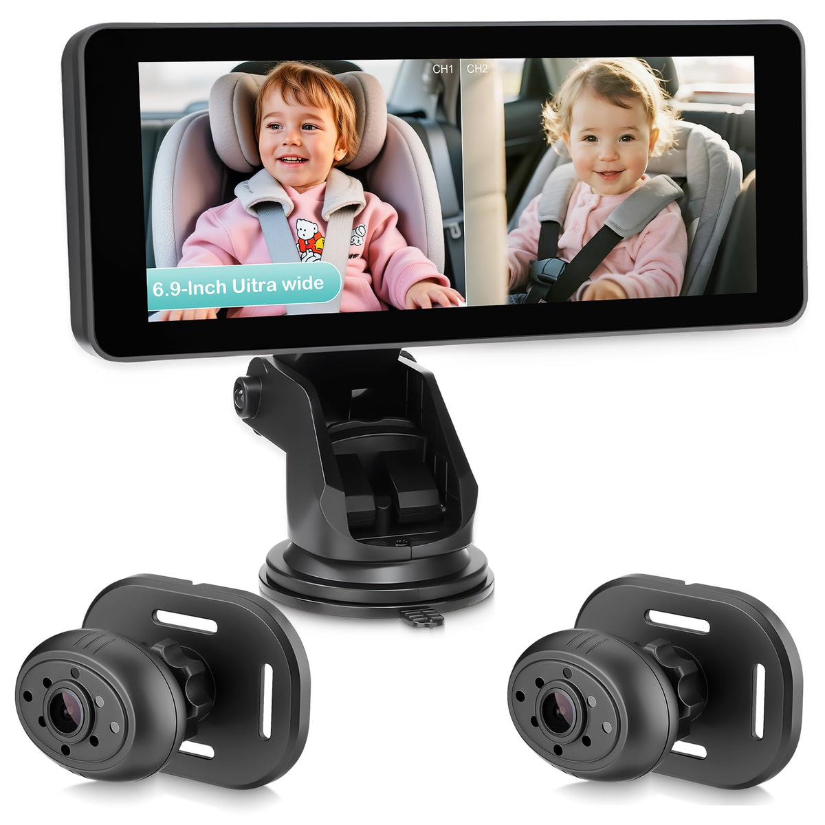 ACAUTO dual camera and 6.9-inch display showing clear daytime view for safer driving