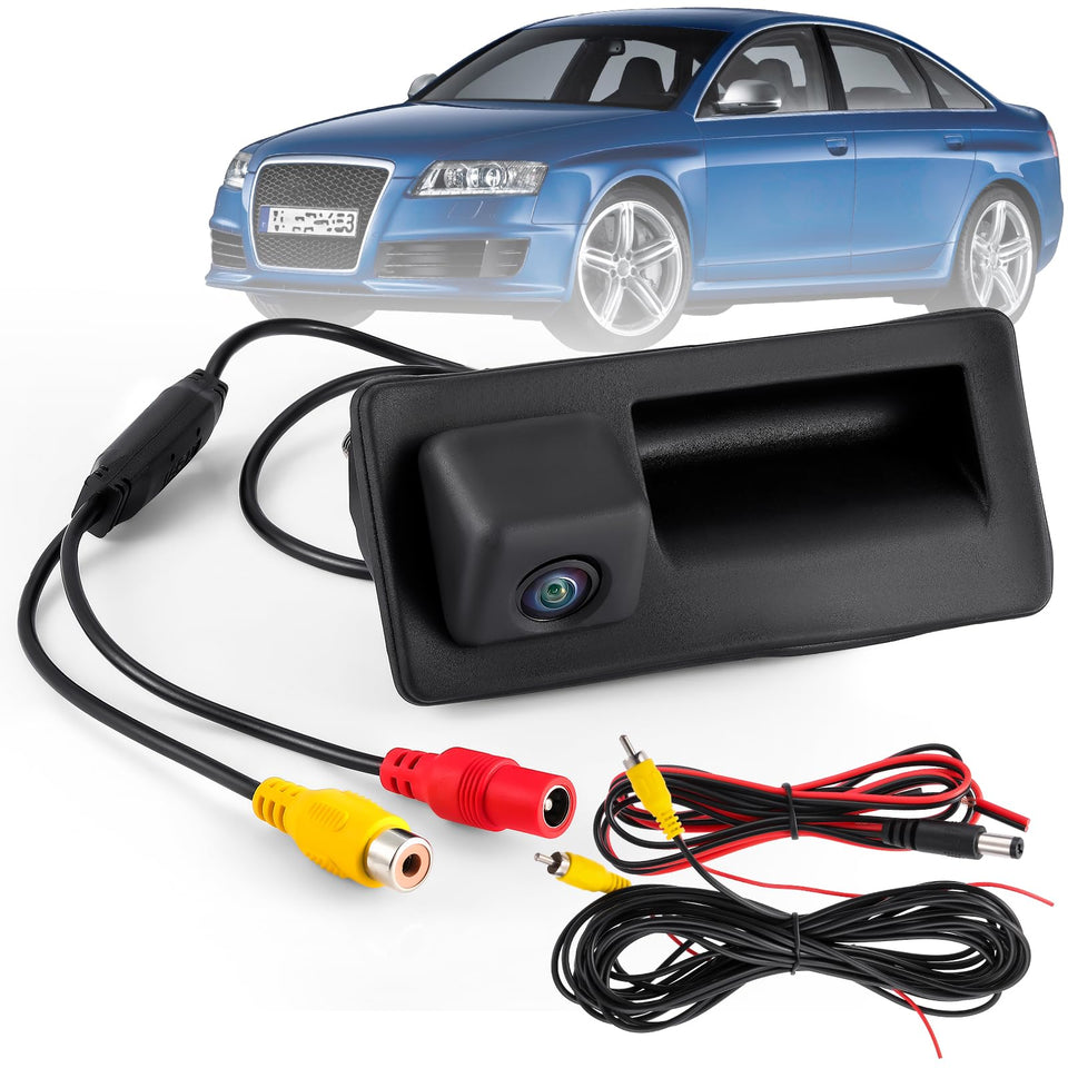 ACAUTO front trunk-handle camera showing mounting and neat fit for clear rear view