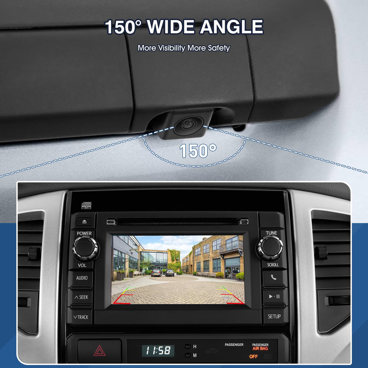 ACAUTO tailgate handle mounted on Toyota Tacoma showing improved rear visibility