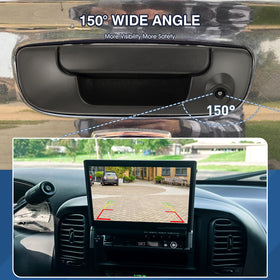 ACAUTO side profile of handle mounted to tailgate demonstrating OEM fit