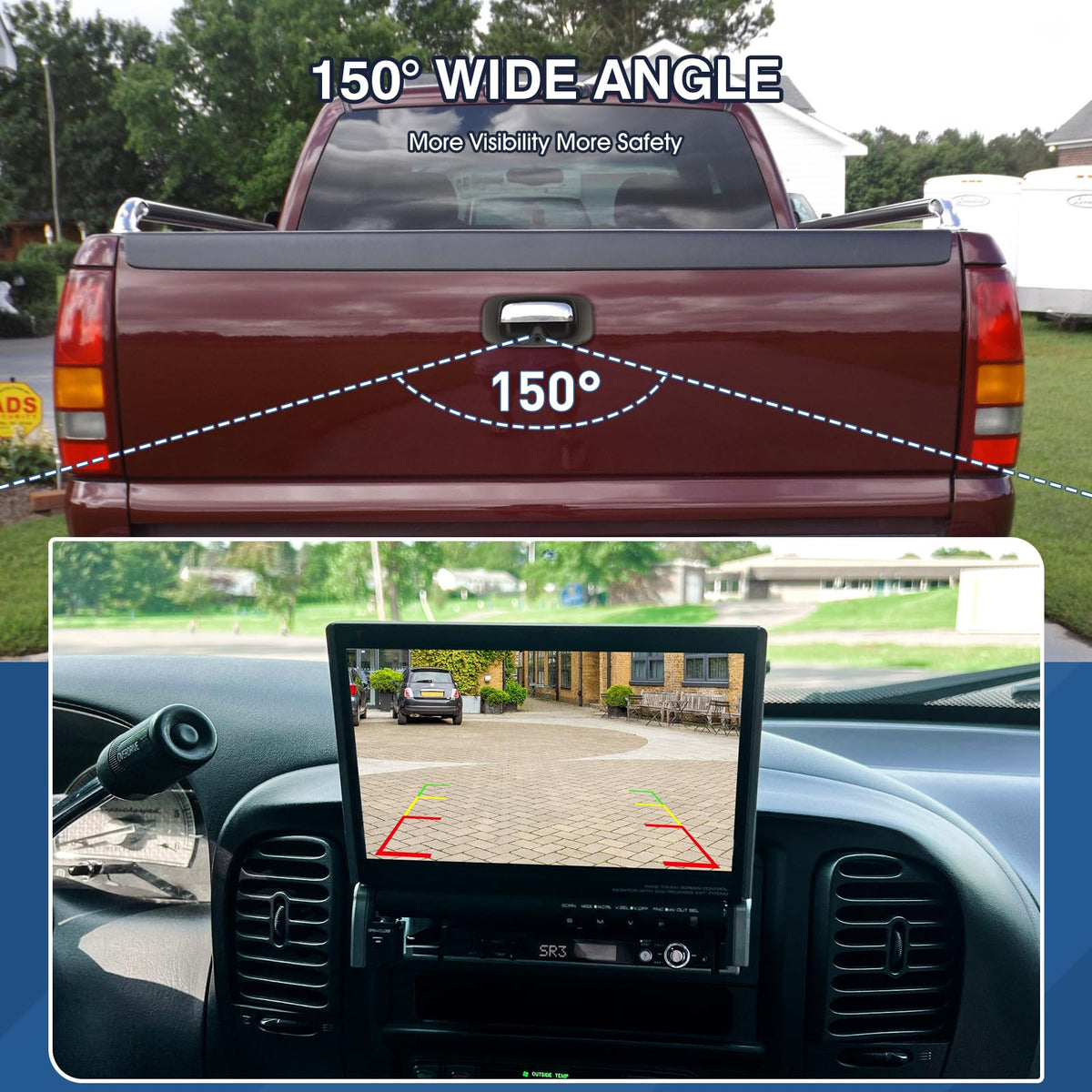 ACAUTO IP68 waterproof camera withstands rain and splashes during off-road parking.