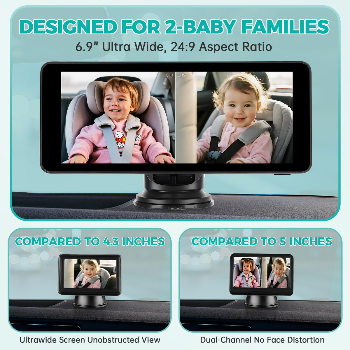 ACAUTO monitor split-screen view displaying two rear seats for fast checks