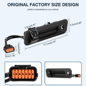ACAUTO camera next to ruler showing compact size for easy replacement