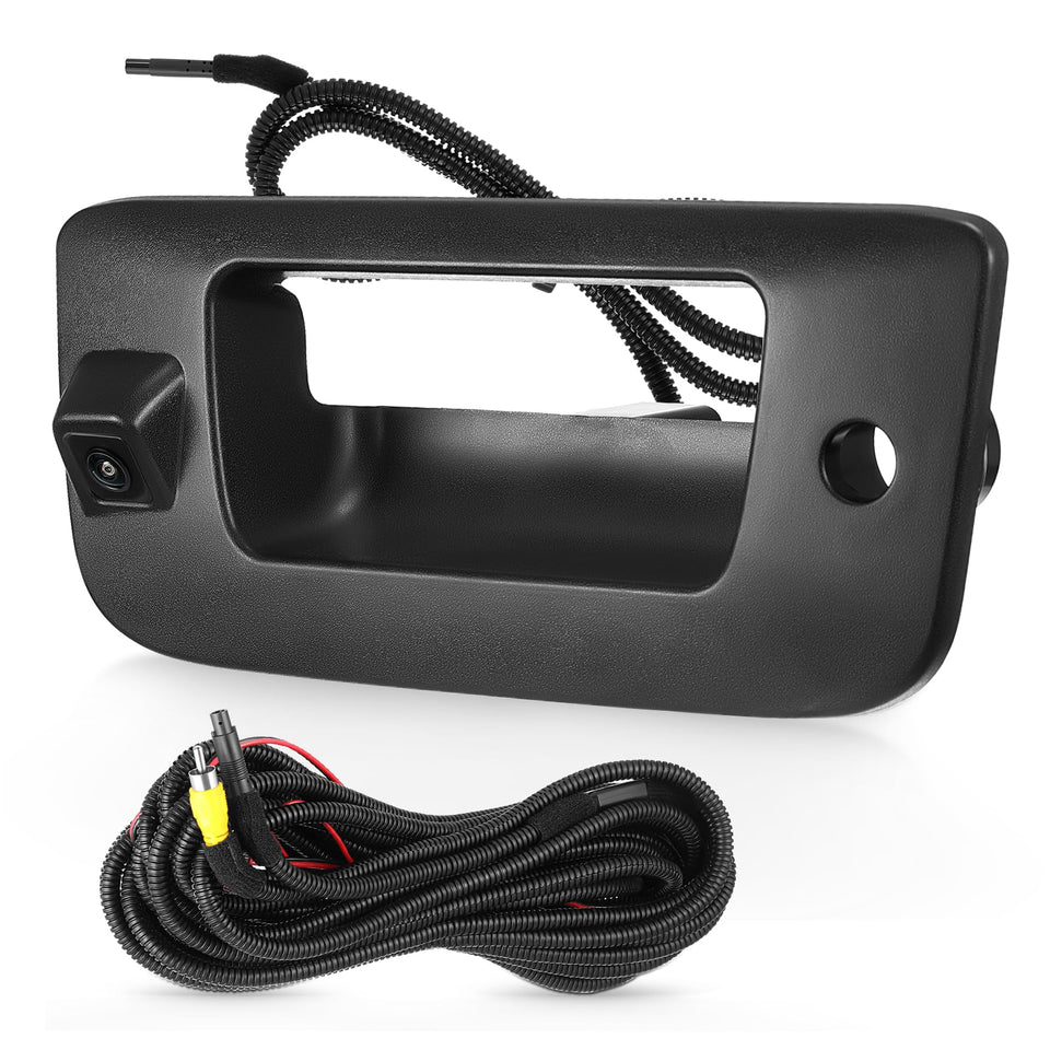 ACAUTO tailgate handle front view showing integrated camera and latch benefit: clean OEM fit