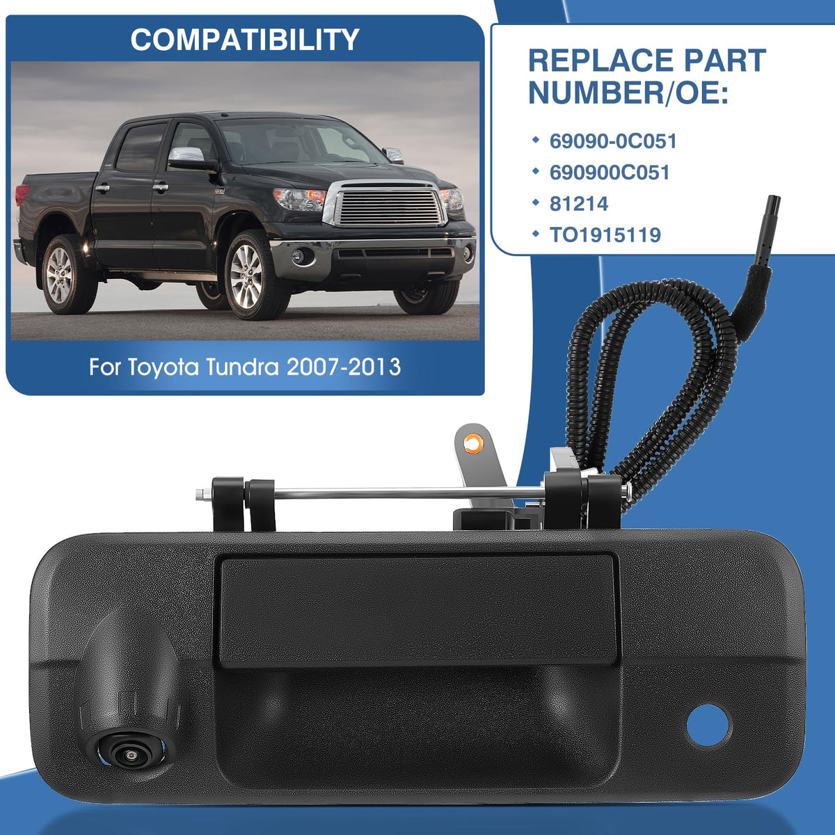 ACAUTO Tundra rear view camera provides a wide-angle view to improve visibility.