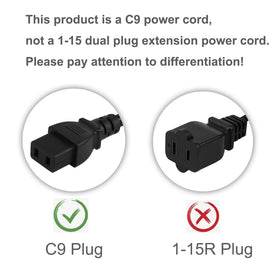 acbroad close-up of IEC C9 connector showing shape and benefit exact fit for vintage inlets