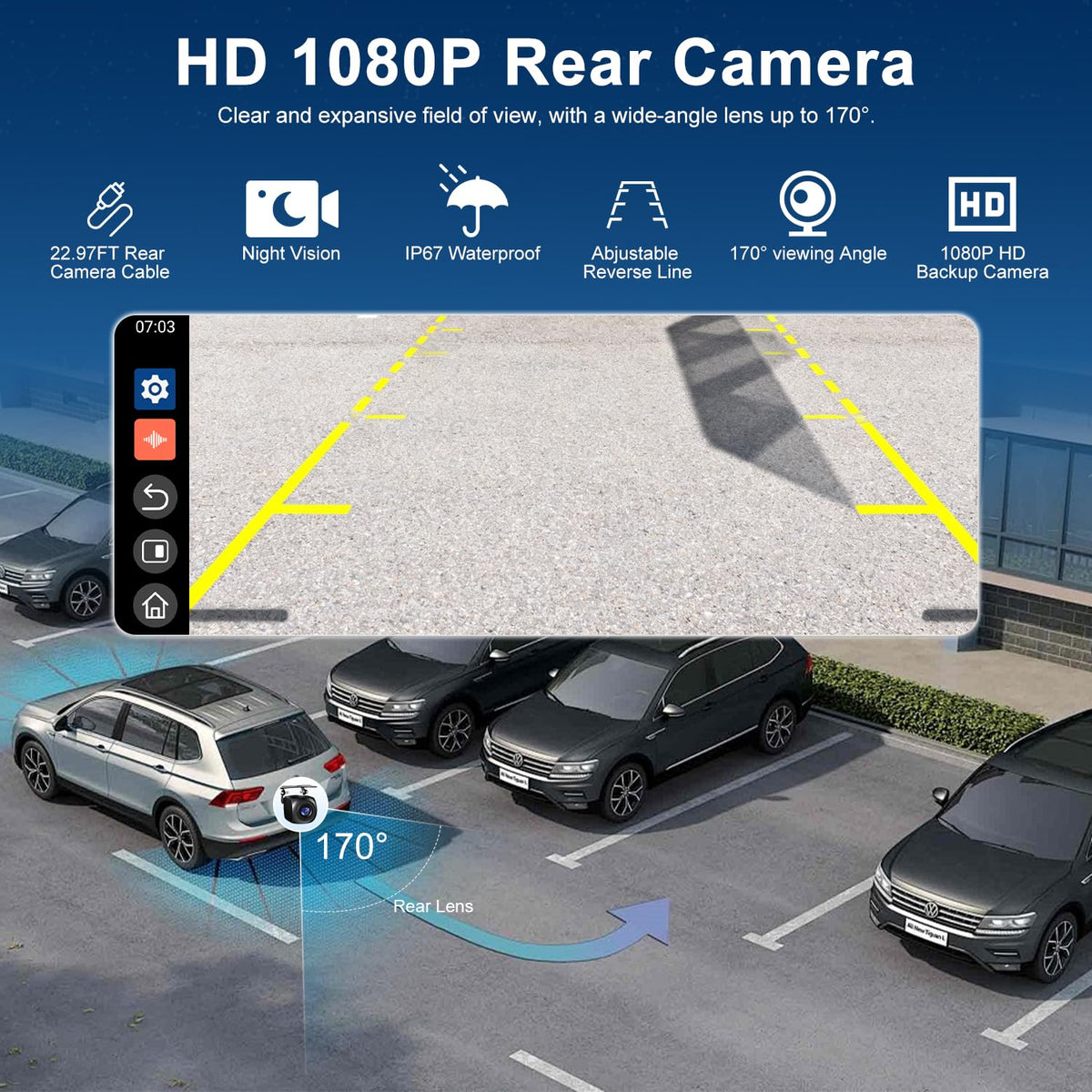 Accfly 1080P backup camera aiding parking