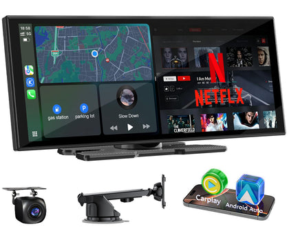 Accfly 11-inch CarPlay screen on dashboard with wireless connectivity