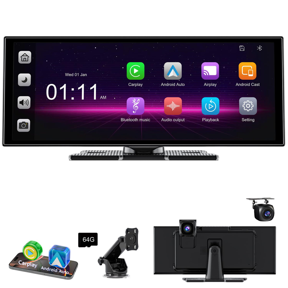 Accfly 11-inch rectangular screen in-dash front view boosts navigation clarity
