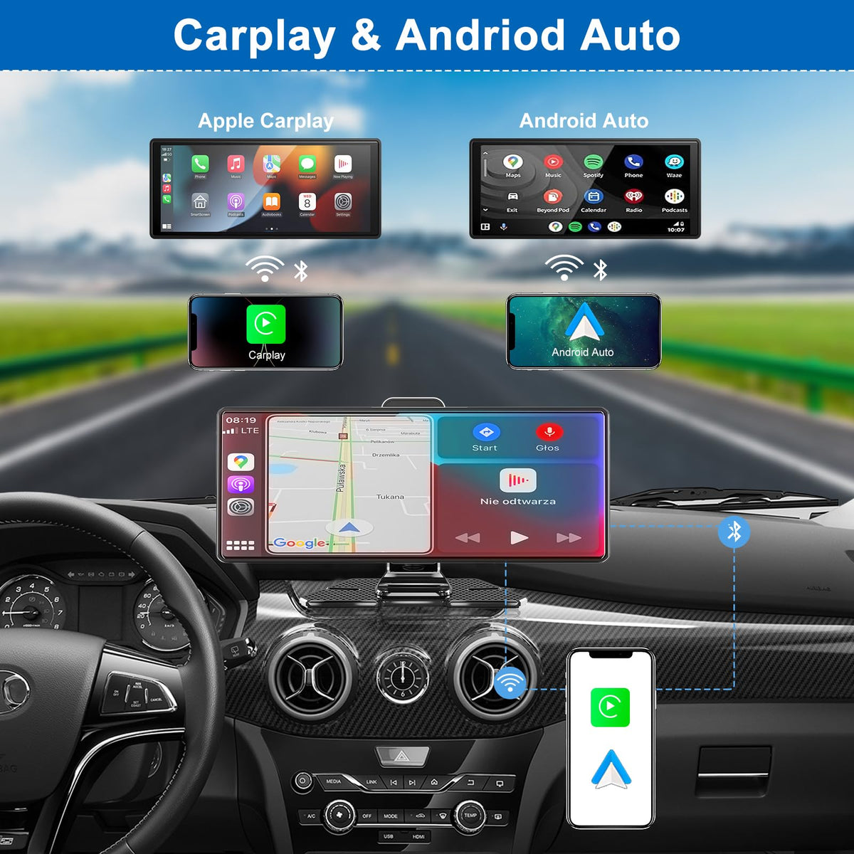 Accfly 4K front dash cam mounted capturing road detail